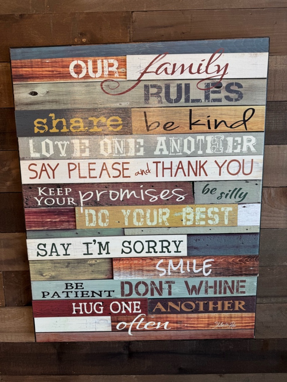 Our Family Rules Wall Art Sign - Multicolor 22x28